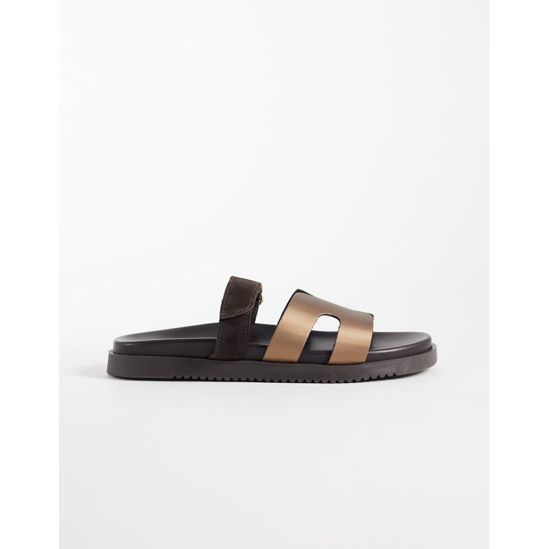 Steve Madden Missile sandals with straps in brown satin and bronze