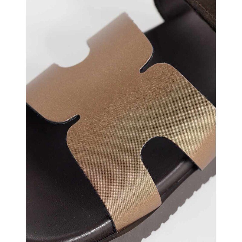 Steve Madden Missile sandals with straps in brown satin and bronze