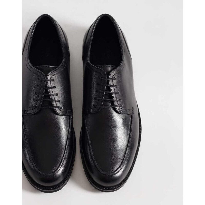 ASOS DESIGN lace up derby shoes with apron detail in black