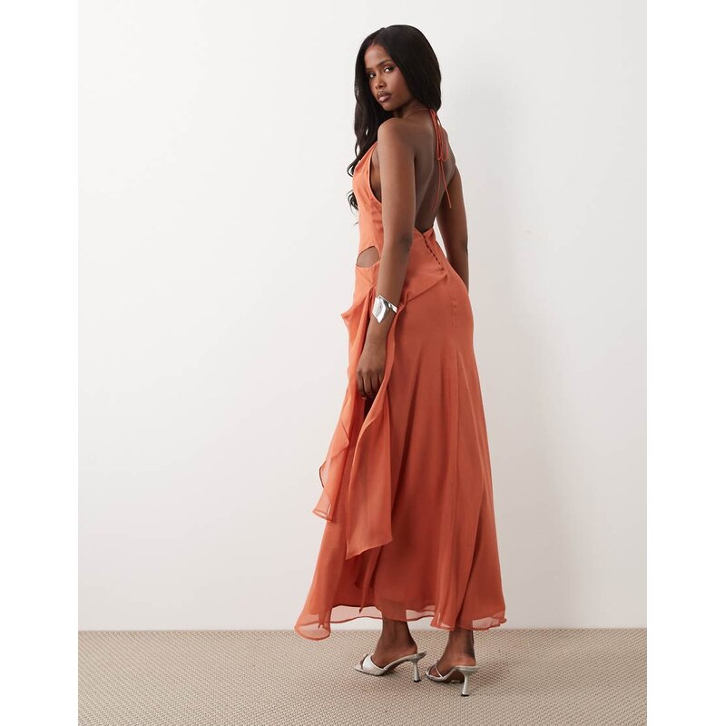 Bardot Cyrel chiffon plunge neck cut out out low back maxi dress
