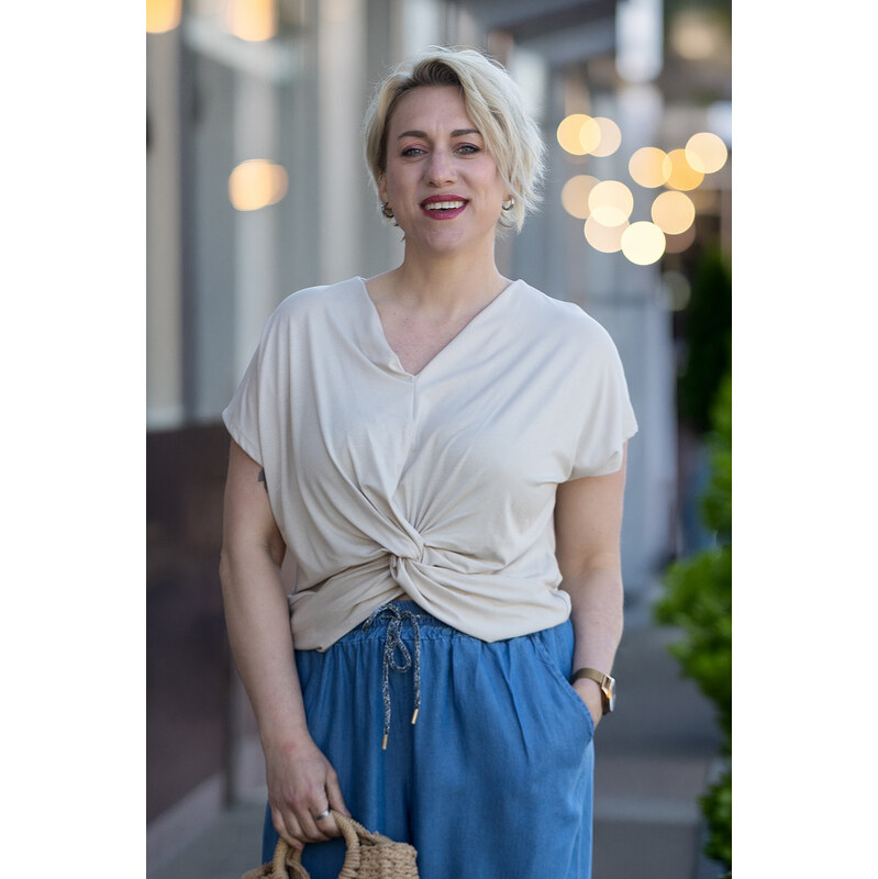 Italy fashion Tričko s krátkým rukávem CROS Barva: Latte, Velikost: 115455013