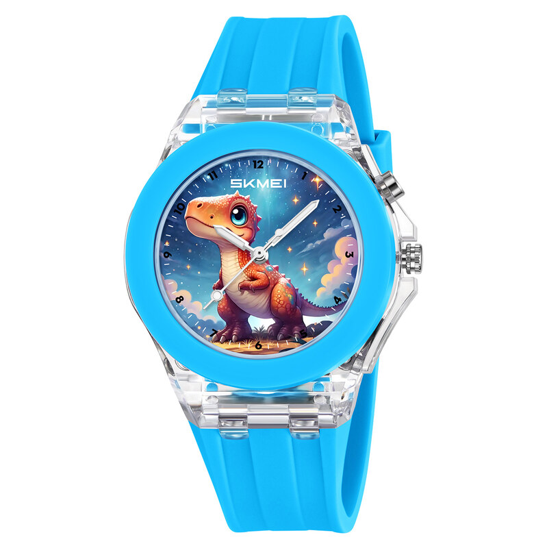 SKMEI dětské modré hodinky s dinosaurem a LED podsvícením 115455080