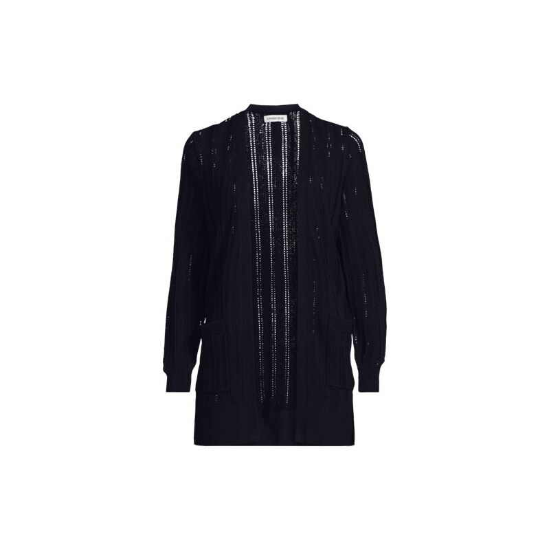 Soft Drape Linen Blend Long Pointelle Cardigan, Women, size: 20-22, 115646481