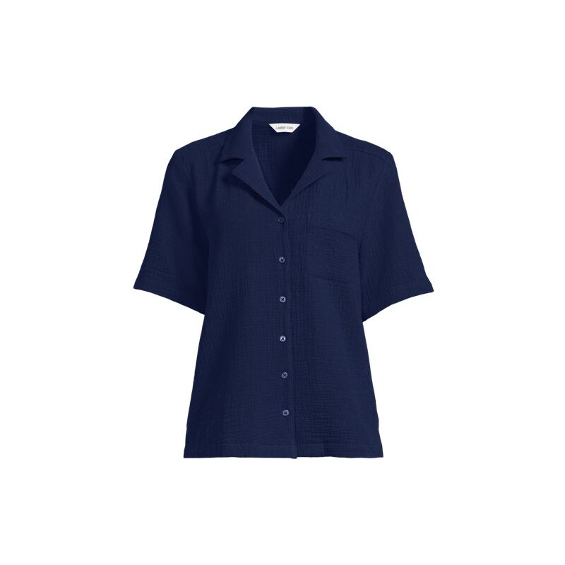 Cotton Cheesecloth Shirt, Women, size: 12, regular, Blue, Cotton