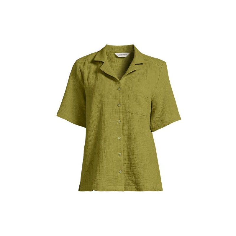 Cotton Cheesecloth Shirt, Women, size: 12, regular, Green,