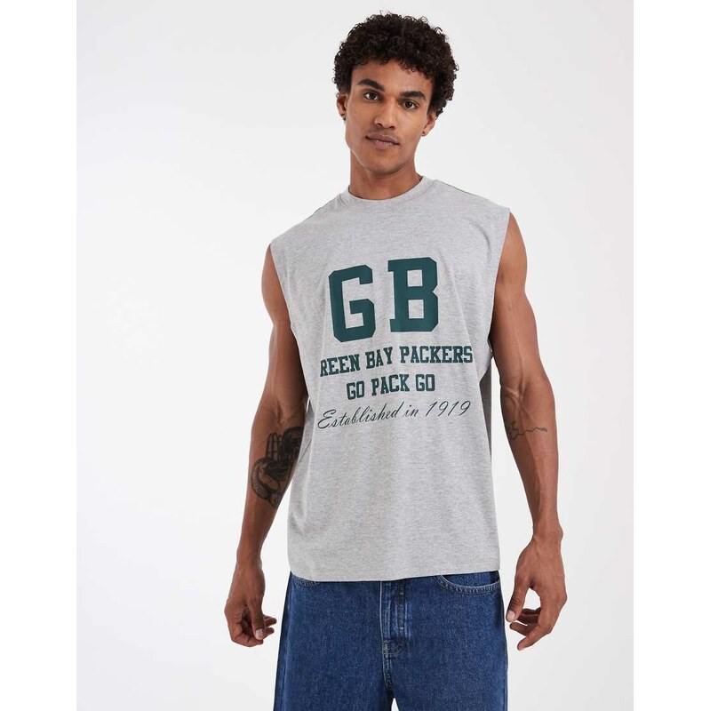 ASOS DESIGN oversized tank with NFL Green Bay packers print in
