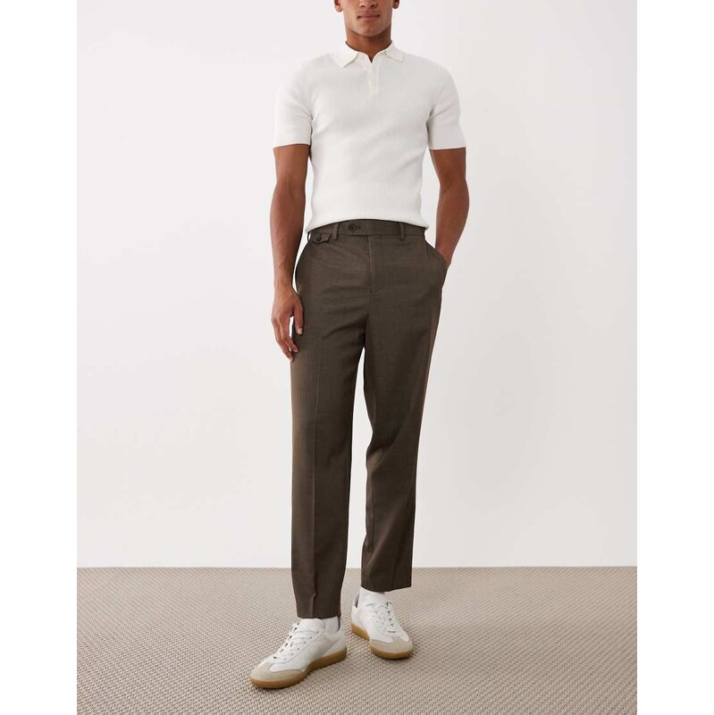 ASOS DESIGN tailored wool look relaxed tapered trousers in dark