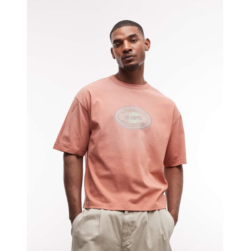 ASOS DESIGN heavyweight boxy oversized t-shirt with text graphic