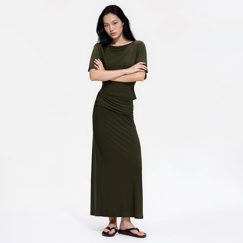 Reserved - LADIES` SKIRT - pudrově zelená