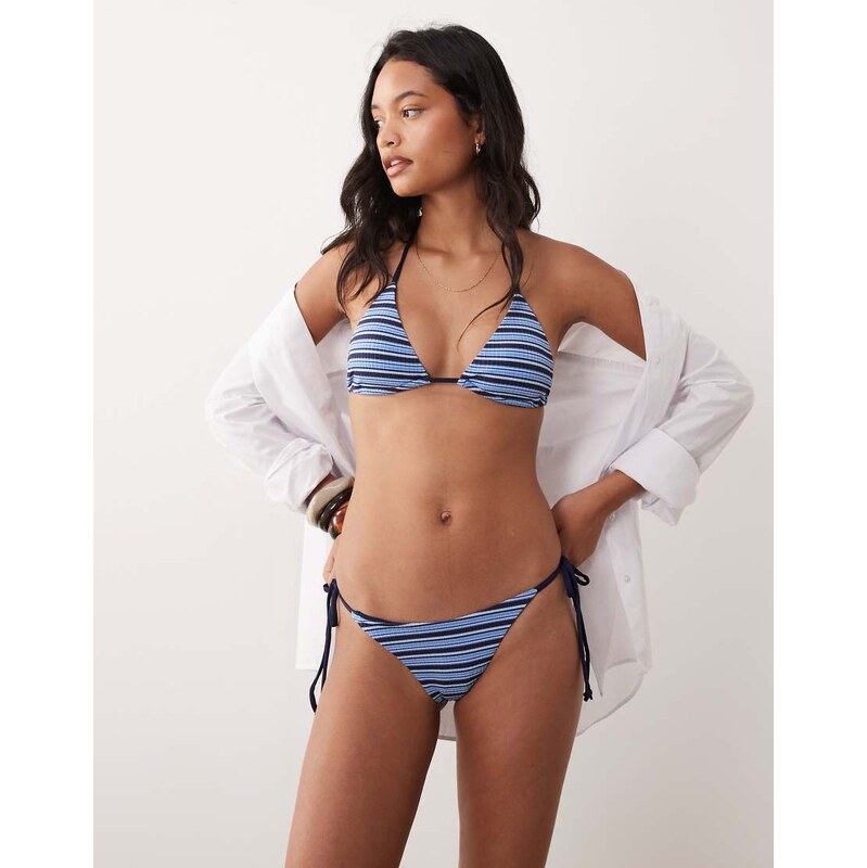 Cotton On triangle bikini set in ella navy stripe-Multi