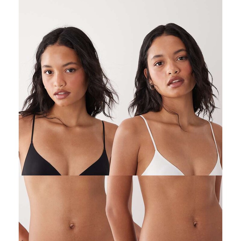Cotton On 2 pack invisible micro bralette in black and white-Multi 115468448