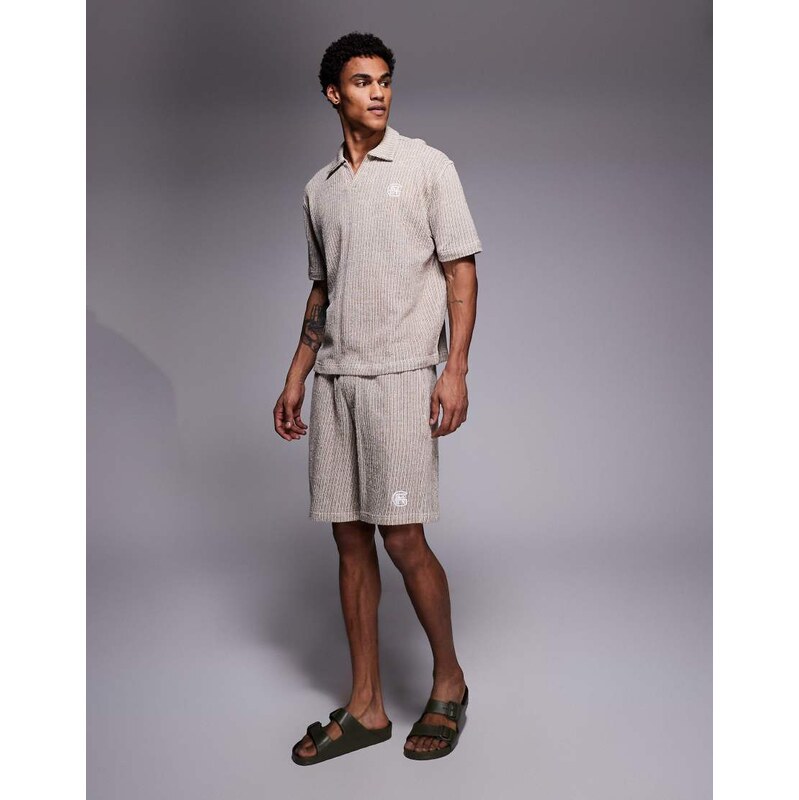 Good For Nothing co-ord knitted shorts in brown stripe