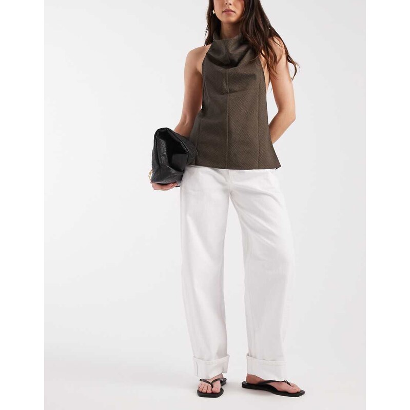 & Other Stories balloon fit jeans with turn up hem in white