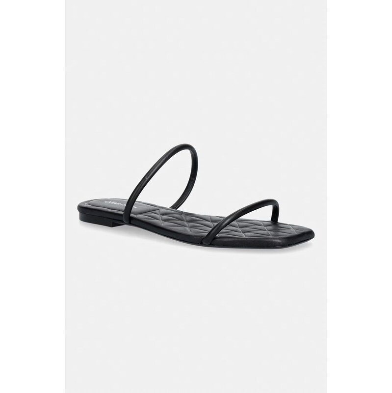 Calvin Klein pantofle dámské kožené SQUARE FLAT SNDL QUILT LTH