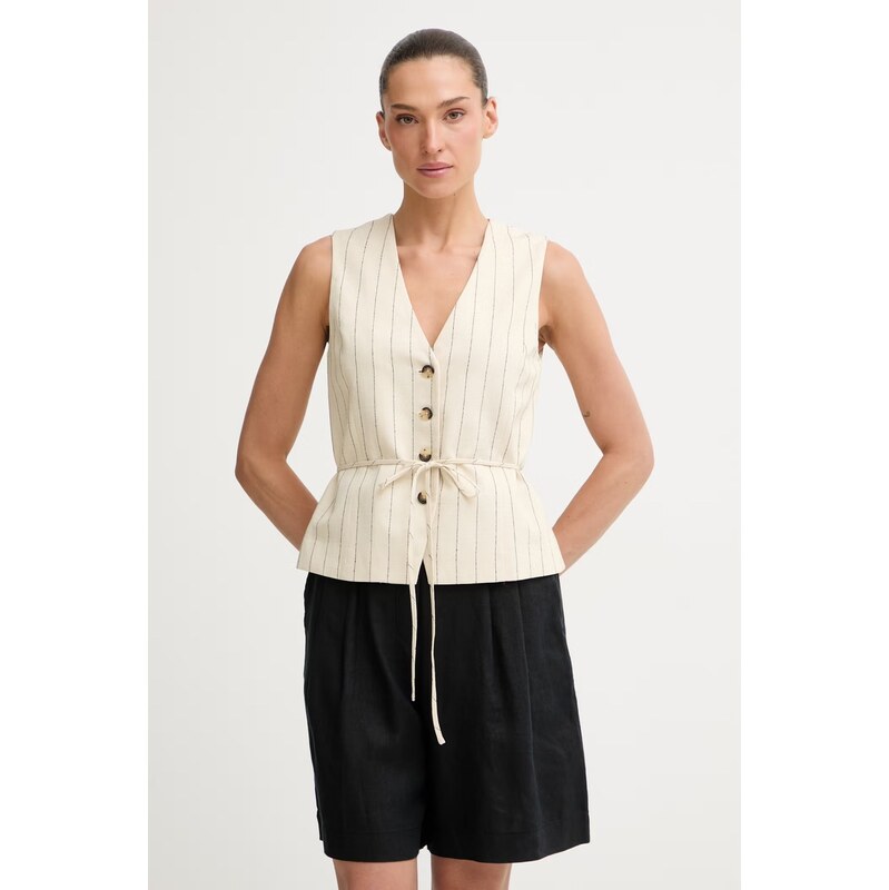 rag & bone jednořadá vesta dámská s příměsí lnu Paulette 115481833