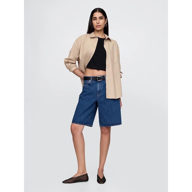 Džínové kraťasy GAP Mid Rise Longline 736921-00
