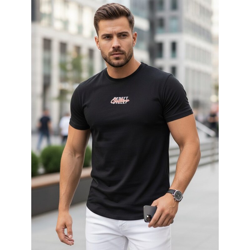 Dstreet Černé tričko s trendy nápisem
