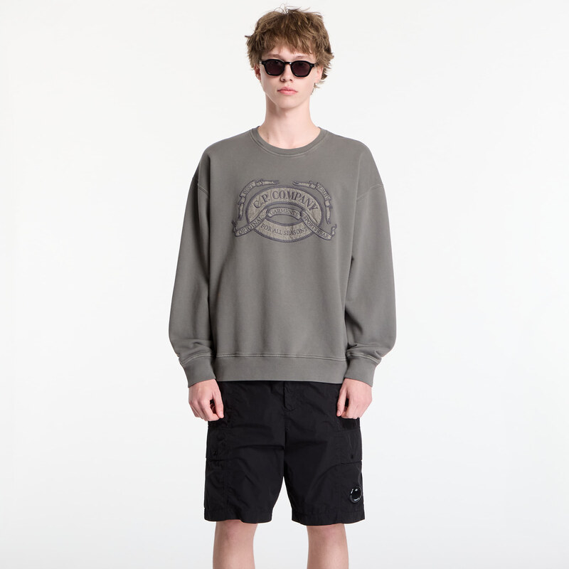 Mikina C.P. Company Diagonal Fleece Boxy Logo Crewneck