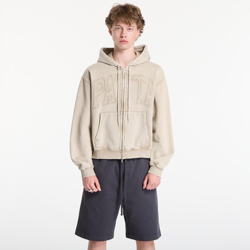 Mikina Patta Loopback Logo Zip Hooded Sweater UNISEX Irish Cream