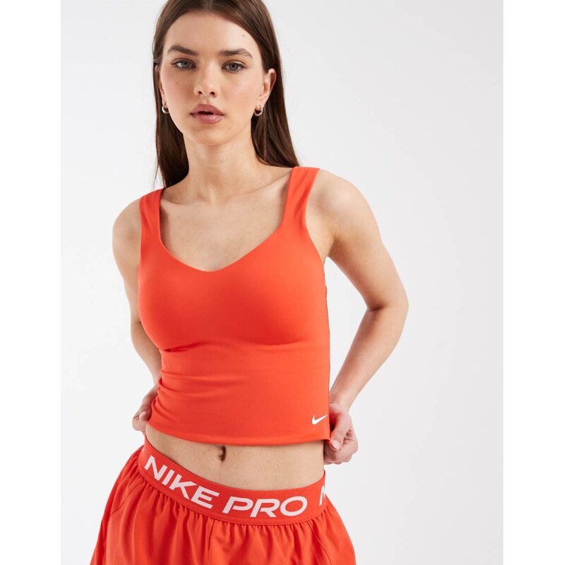Nike Training Pro Dri-FIT longline bra tank in red