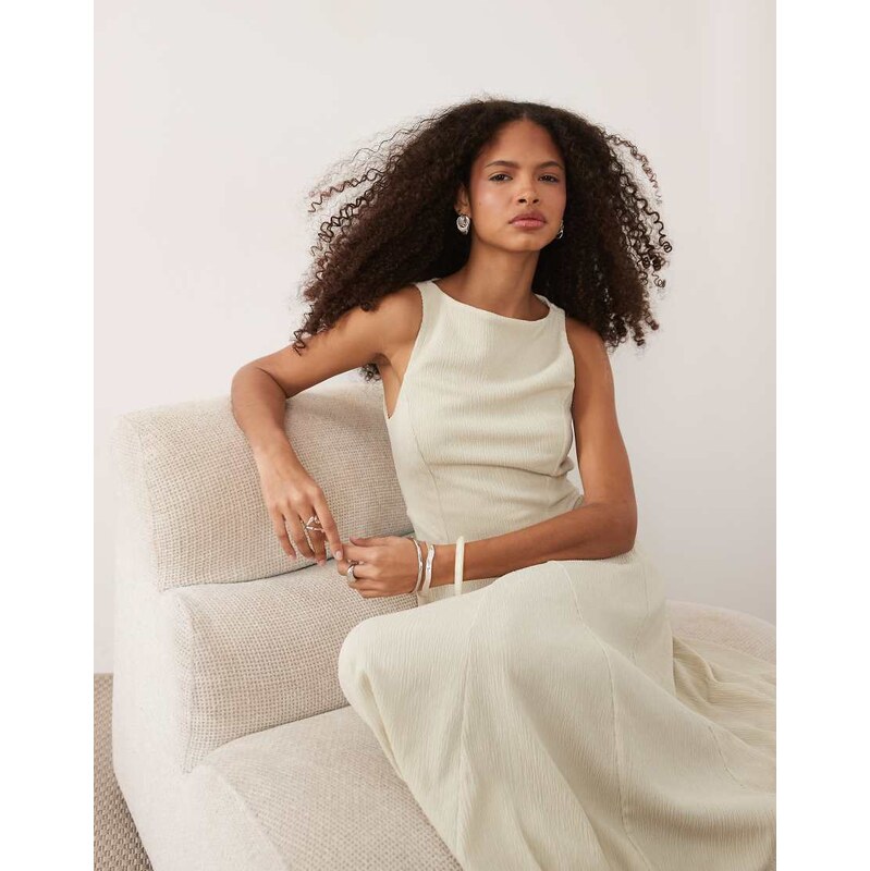 ASOS DESIGN textured sleeveless maxi dress with full skirt in