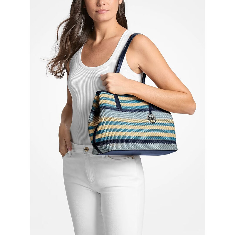 Michael Kors Avalon medium woven kabelka modrá multi