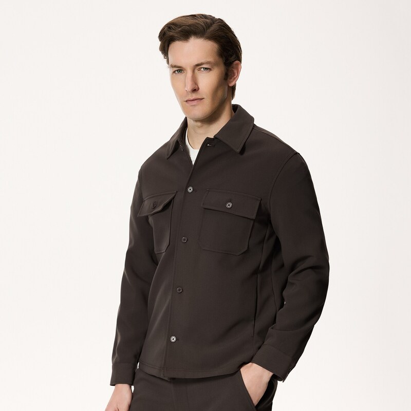 Reserved - Košile regular fit - hnědá