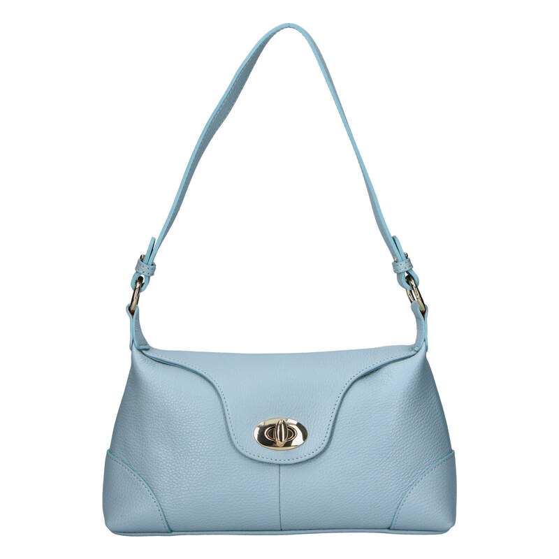 Dámská kožená crossbody kabelka světle modrá - Delami Vera Pelle Logi 115549108