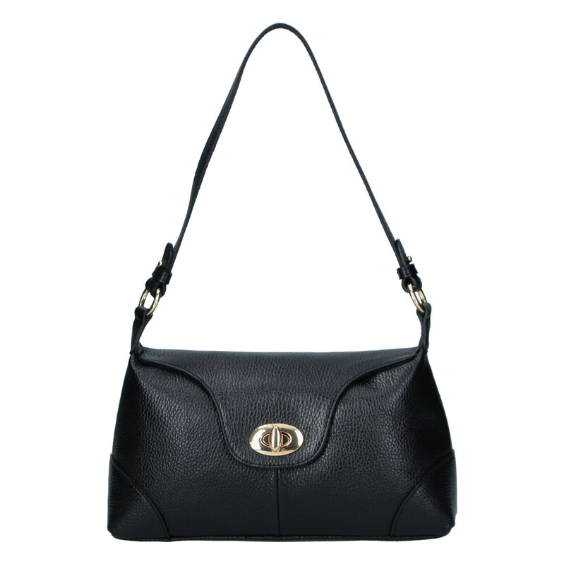 Dámská kožená crossbody kabelka černá - Delami Vera Pelle Logi