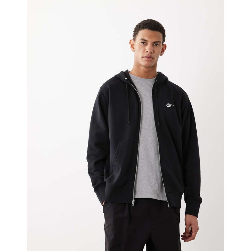 Nike Club French Terry full zip hoodie in black
