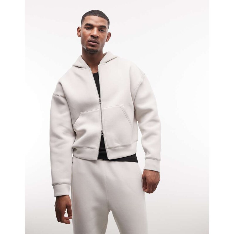 Weekday co-ord oversized scuba-style fabric zip through hoodie