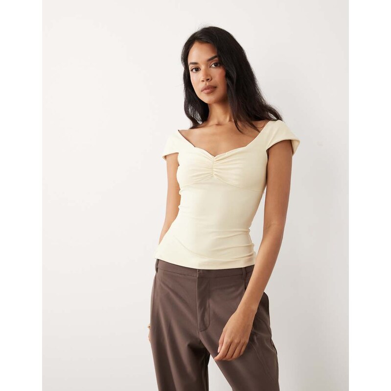 ASOS DESIGN polyamide bandeau in buttermilk-Yellow
