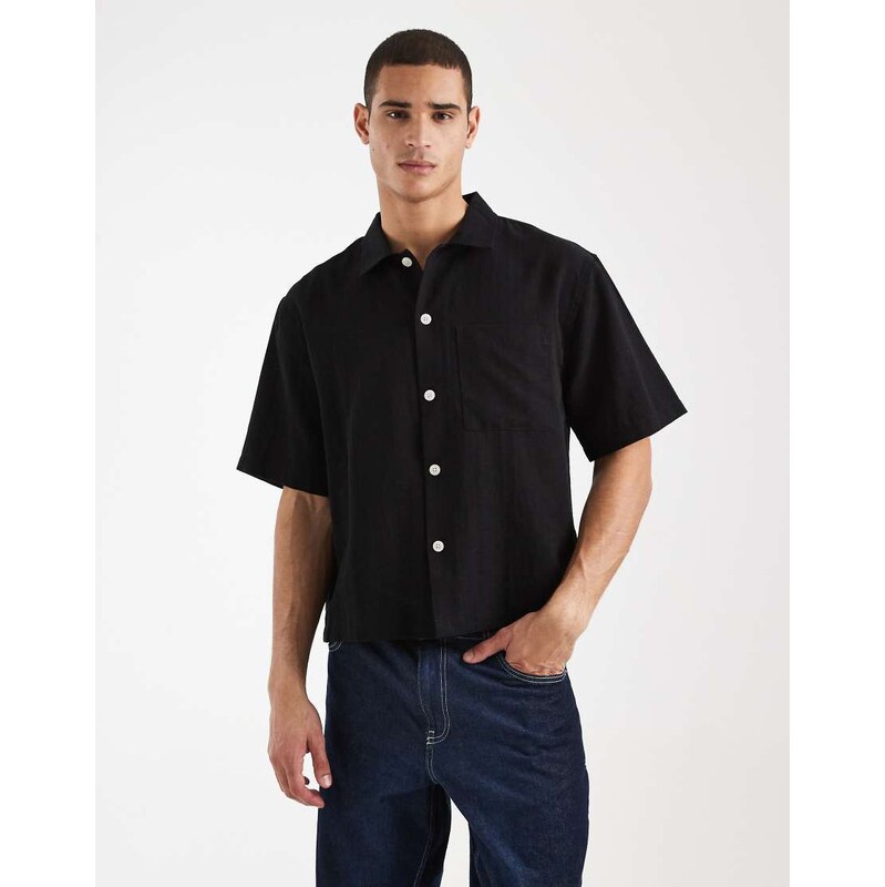 Cotton On ventura short sleeve shirt in black