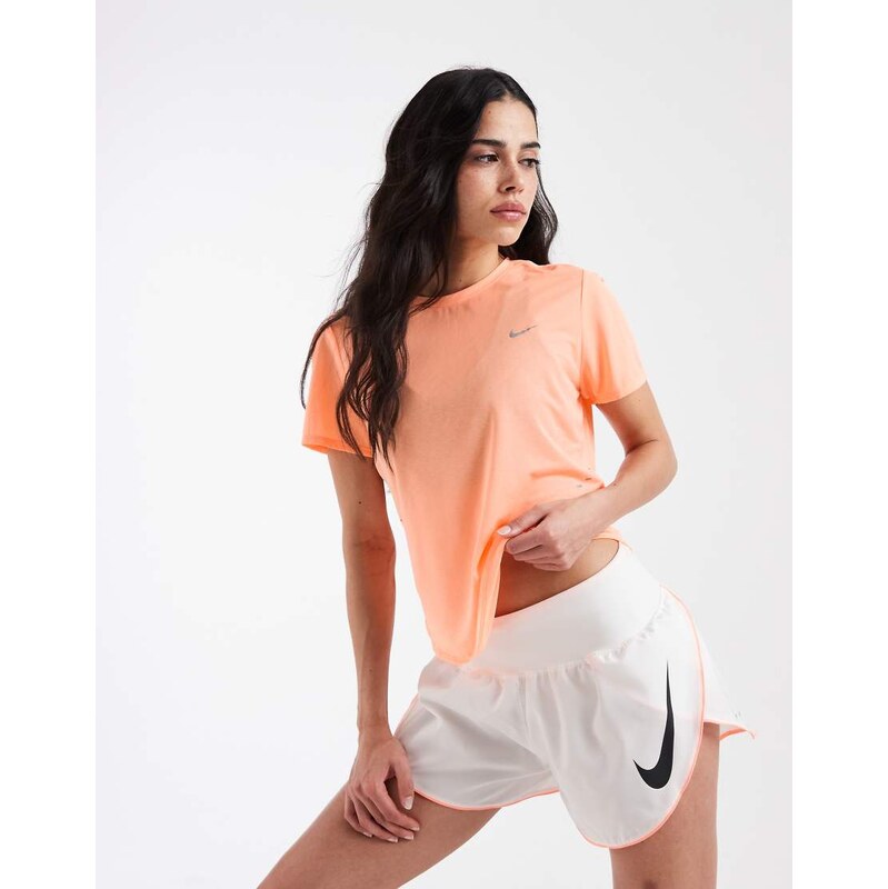 Nike Running Tempo Dri-FIT mid rise swoosh shorts in white