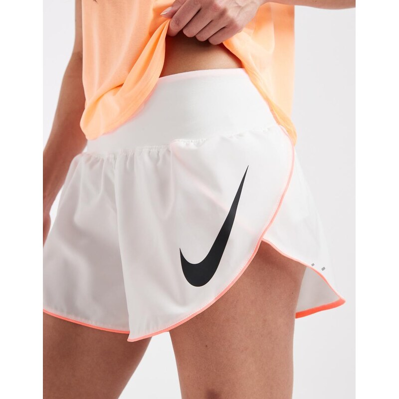 Nike Running Tempo Dri-FIT mid rise swoosh shorts in white