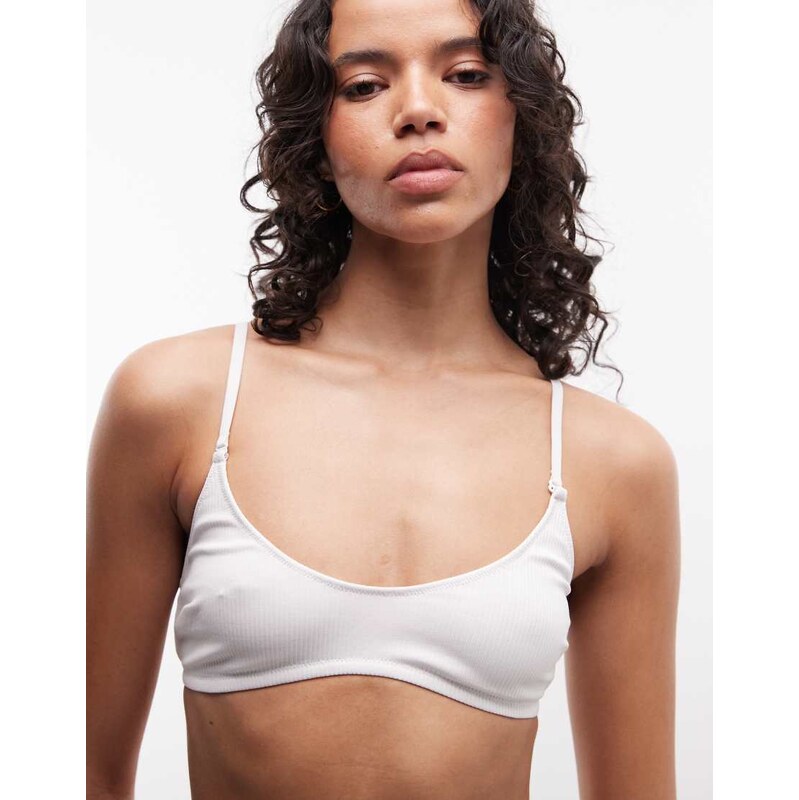 Weekday seamless rib halterneck soft bra in white 115487397