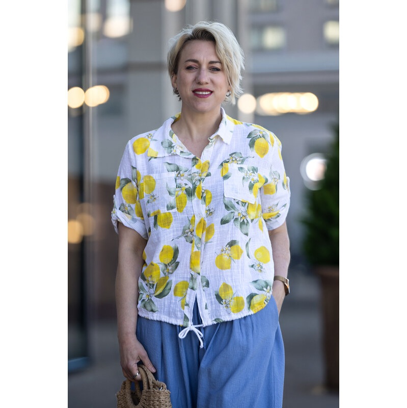 Italy fashion Bavlněná košile ALAN Barva: Citrón, Velikost: UNI: M-XL 115487495