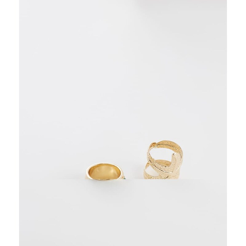 Reclaimed Vintage 2 pack starfish ring in gold 115547005