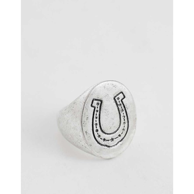 Reclaimed Vintage unisex sketchy horseshoe ring in silver 115535825