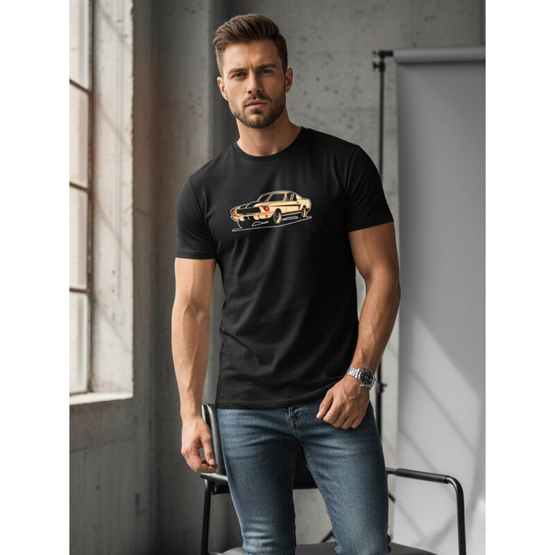 Tshirt męski z nadrukiem czarny model 22147789 - FashionStreet