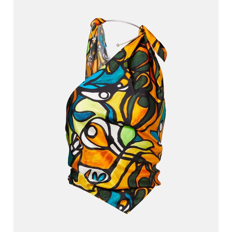 Christopher Esber Printed draped silk top