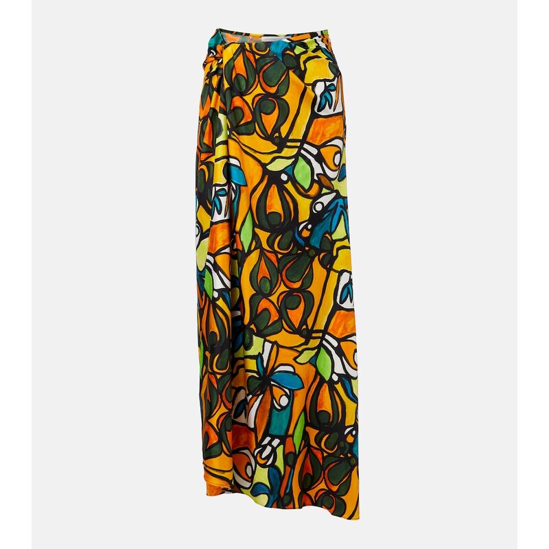 Christopher Esber Printed draped silk maxi skirt