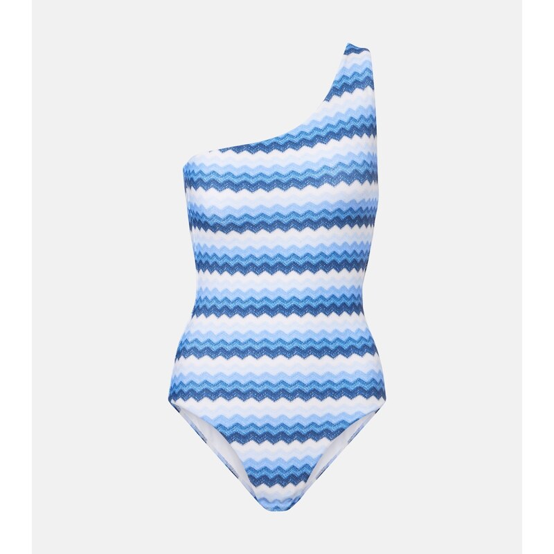 Melissa Odabash Madrid chevron one-shoulder swimsuit