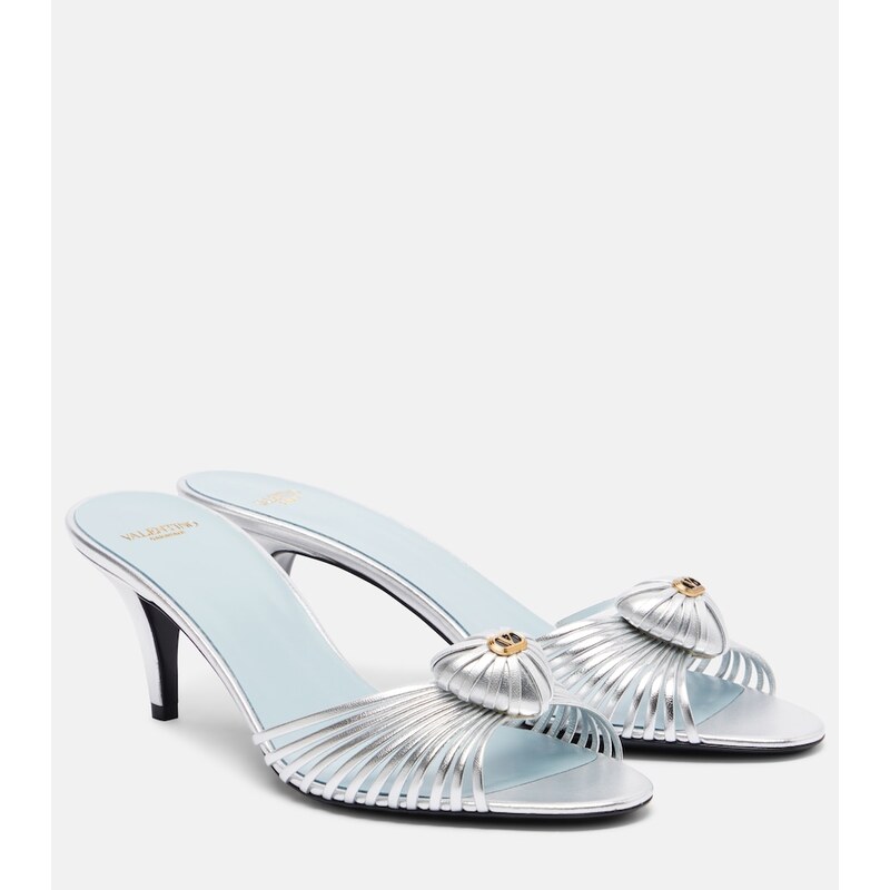 Valentino Garavani CÅur Royal metallic leather mules