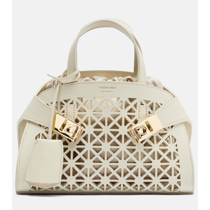 Ferragamo Hug Mini laser-cut leather top-handle bag