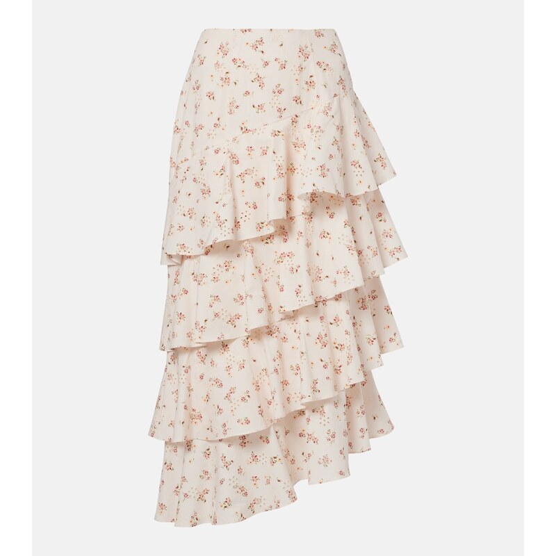 Markarian Laura floral tiered cotton midi skirt