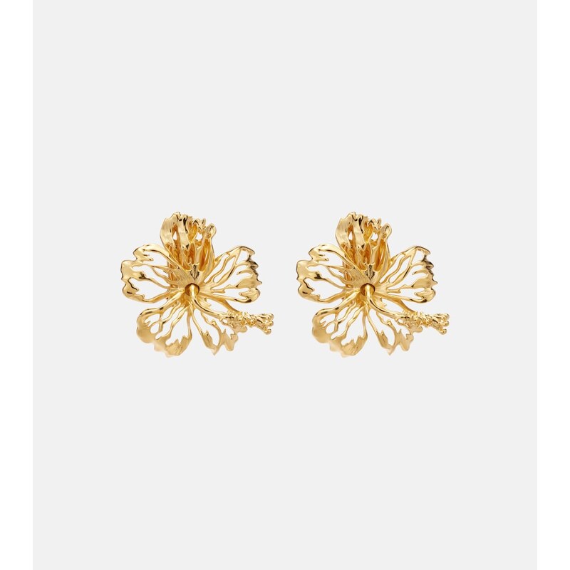 Oscar de la Renta Hibiscus clip-on earrings