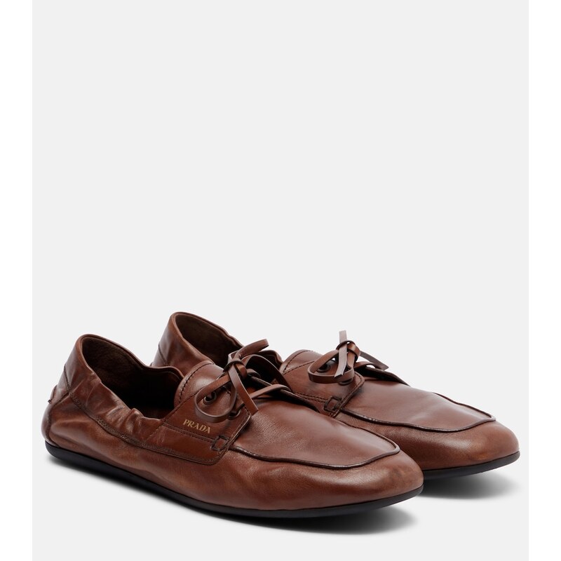 Prada Shuffle leather boat shoes