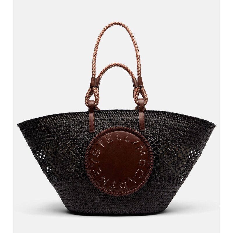 Stella McCartney Logo Large raffia basket bag