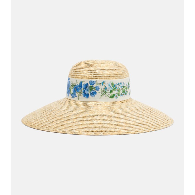 Ferragamo Scarf-detail raffia sun hat